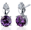 Alexandrite Round Cut Cubic Zirconia Detail Sterling Silver Earrings