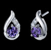 Alexandrite Round Purple Cubic Zirconia Scallop Sterling Silver Earrings