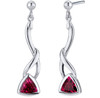Red Ruby Trillion Cut Abstract Sterling Silver Earrings