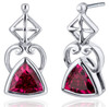 Red Ruby Trillion Cut Arch Sterling Silver Earrings