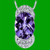 Alexandrite Oval Checkerboard Diamond Accent 14K White Gold Pendant