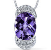 Alexandrite Oval Checkerboard Diamond Accent 14K White Gold Pendant