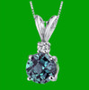 Alexandrite Round Cut Diamond Accent 14K White Gold Pendant