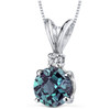 Alexandrite Round Cut Diamond Accent 14K White Gold Pendant