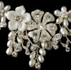 Freshwater Pearl Rhinestone Porcelain Floral Wedding Necklace Earrings Bridal Set