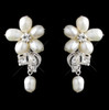 Freshwater Pearl Rhinestone Floral Link Wedding Necklace Earrings Bridal Set