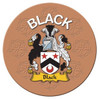 Black Coat of Arms Cork Round English Family Name Coasters Set of 4