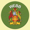 Webb Coat of Arms Cork Round English Family Name Coasters Set of 2