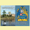 Cox Coat of Arms English Family Name Fridge Magnets Set of 4