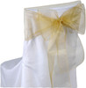 Gold Organza Wedding Chair Sash Ribbon Bow Decorations x 100 For Hire