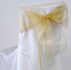 Gold Organza Wedding Chair Sash Ribbon Bow Decorations x 100 For Hire
