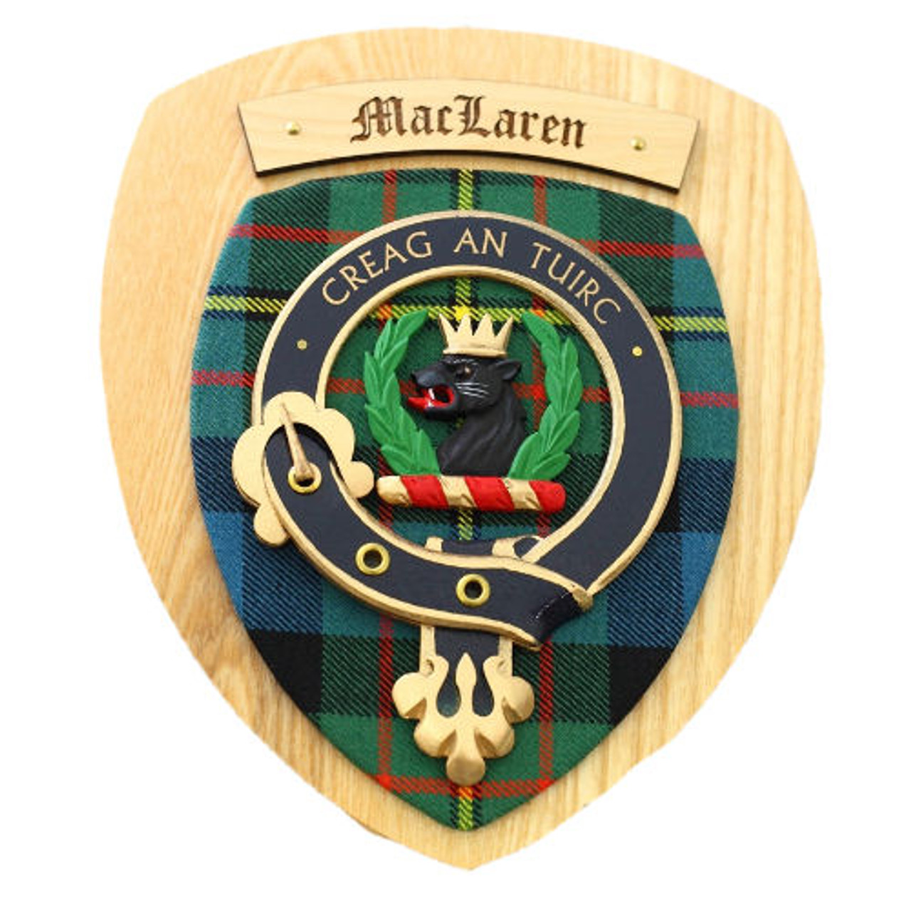 MacLaren Clan Crest Tartan 7 x 8 Woodcarver Wooden Wall Plaque - For ...