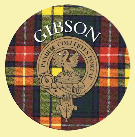 Gibson Clan Crest Tartan Cork Round Clan Badge Coasters Set of