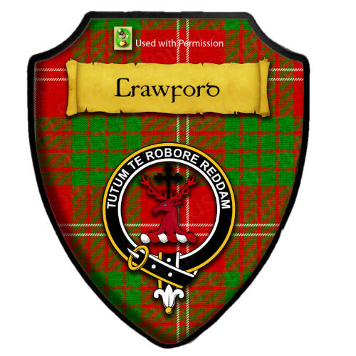 Crawford Modern Tartan Crest Wall Hanging Banner - Wood Pole