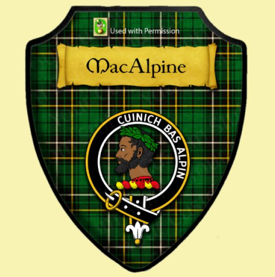 MacQueen Modern Tartan Crest Wall Hanging Banner - Wood Pole