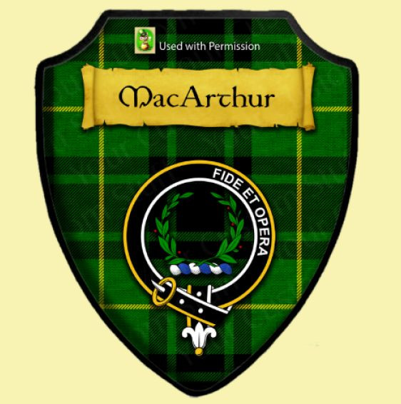 MacArthur - Milton Tartan Crest Wall Hanging Banner - Wood Pole