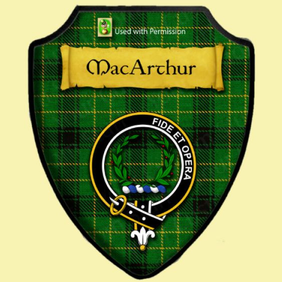 MacArthur Modern Tartan Crest Wall Hanging Banner - Wood Pole