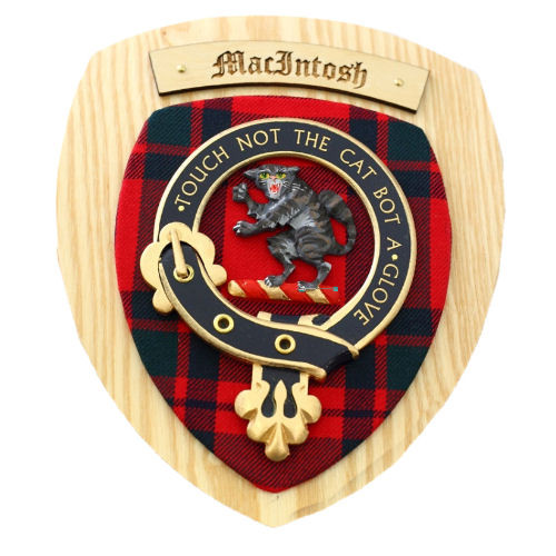 MacIntosh Modern Tartan Crest Wall Hanging Banner - Wood Pole