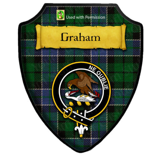 Graham of Menteith Red Tartan Crest Wall Hanging Banner