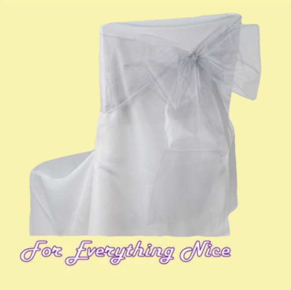 Silver Organza Wedding Chair Sash Ribbon Bow Decorations x 10 For Hire