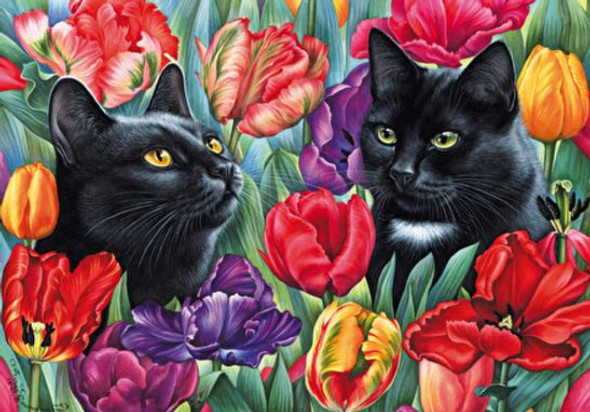 Amongst The Tulips Animal Themed Maestro Wooden Jigsaw Puzzle 300 Pieces