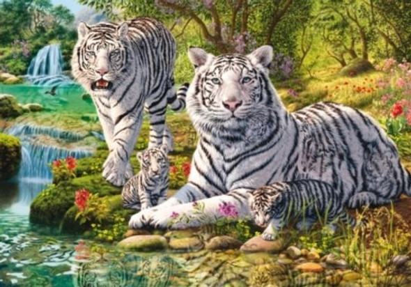 White Tiger Clan Animal Themed Maxi Wooden Jigsaw Puzzle 250 Pieces