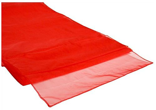 Scarlet Red Organza Wedding Table Runners Decorations x 5 For Hire