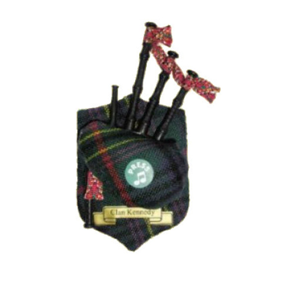 Kennedy Clan Tartan Musical Bagpipe Fridge Magnets Set of 3