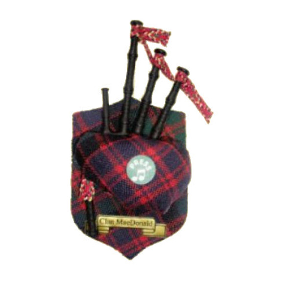 MacDonald Clan Tartan Musical Bagpipe Fridge Magnets Set of 3