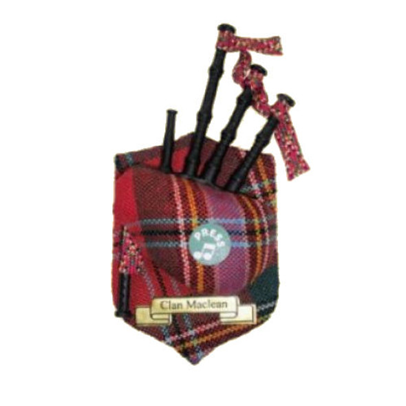MacLean Clan Tartan Musical Bagpipe Fridge Magnets Set of 3