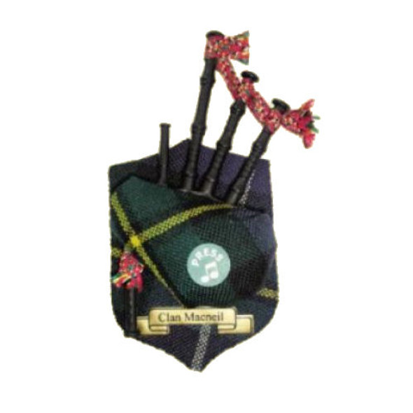 MacNeil Clan Tartan Musical Bagpipe Fridge Magnets Set of 3