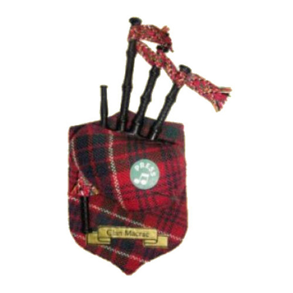 MacRae Clan Tartan Musical Bagpipe Fridge Magnets Set of 3