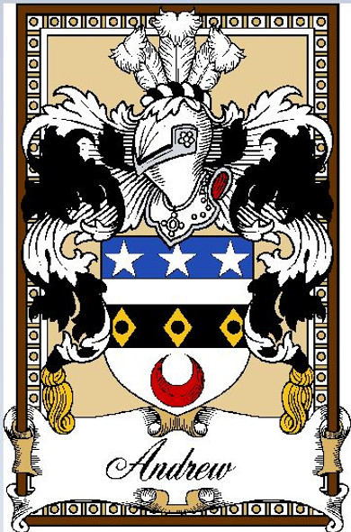 Andrew Bookplate Print Andrew Scottish Family Crest Print