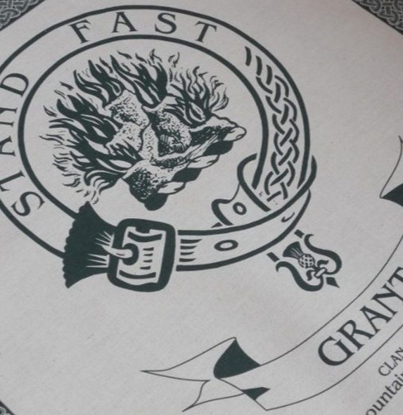 Grant Clan Cloot Crest Unbleached Cotton Printed Tea Towel