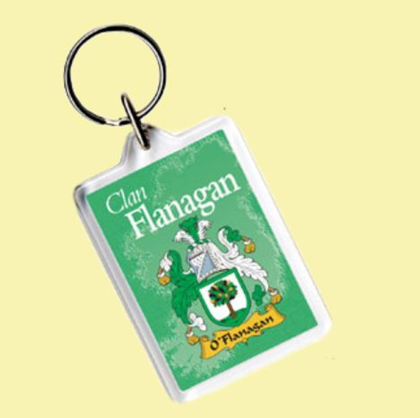 Flanagan Coat of Arms Irish Family Name Acryllic Key Ring Set of 5