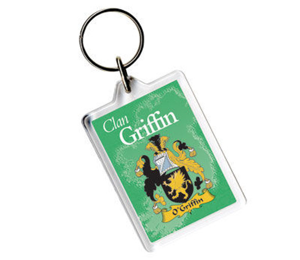 Griffin Coat of Arms Irish Family Name Acryllic Key Ring Set of 5