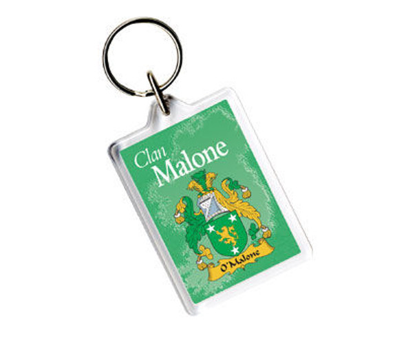 Malone Coat of Arms Irish Family Name Acryllic Key Ring Set of 3