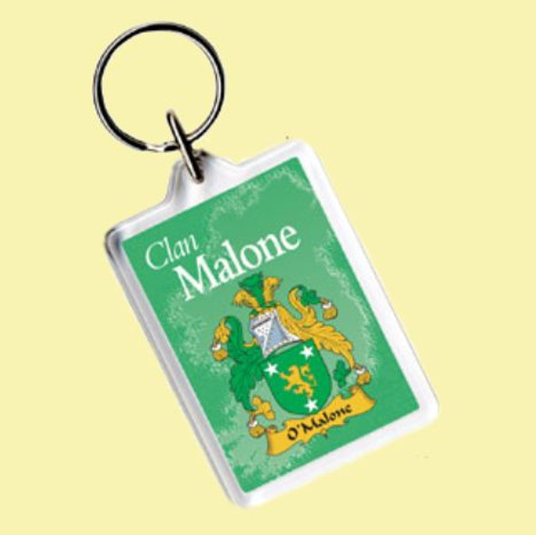 Malone Coat of Arms Irish Family Name Acryllic Key Ring Set of 5