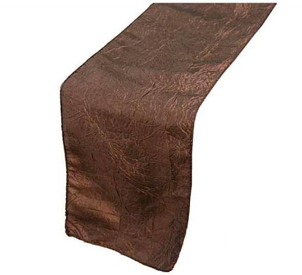 Chocolate Brown Taffeta Crinkle Wedding Table Runners Decorations x 25 For Hire