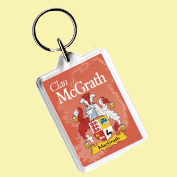 McGrath Coat of Arms Irish Family Name Acryllic Key Ring Set of 3