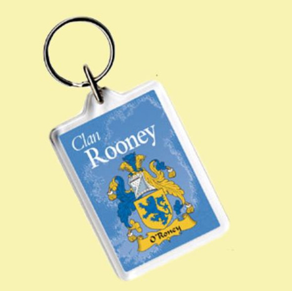 Rooney Coat of Arms Irish Family Name Acryllic Key Ring Set of 3