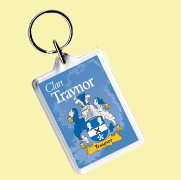 Traynor Coat of Arms Irish Family Name Acryllic Key Ring Set of 3