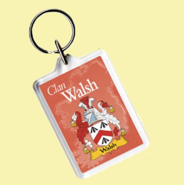 Walsh Coat of Arms Irish Family Name Acryllic Key Ring Set of 3