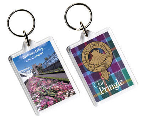 Pringle Clan Badge Tartan Family Name Acryllic Key Ring Set of 5