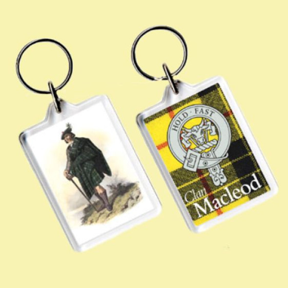 MacLeod Of Lewis Clan Badge Tartan Family Name Acryllic Key Ring Set of 3