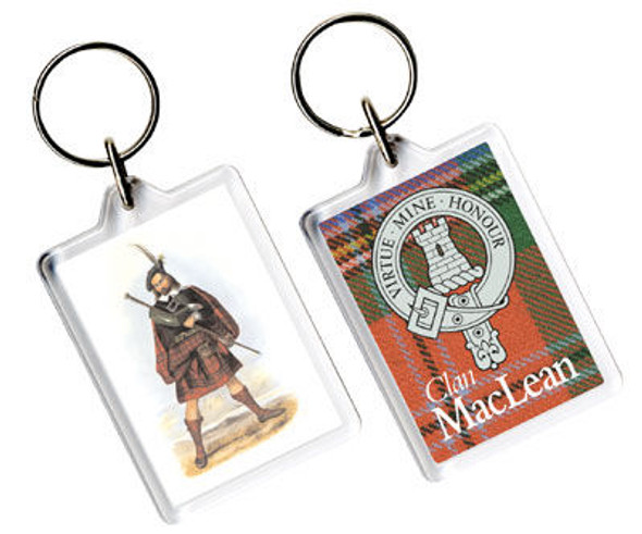 MacLean Clan Badge Tartan Family Name Acryllic Key Ring Set of 3