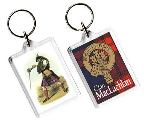 MacLachlan Clan Badge Tartan Family Name Acryllic Key Ring Set of 3