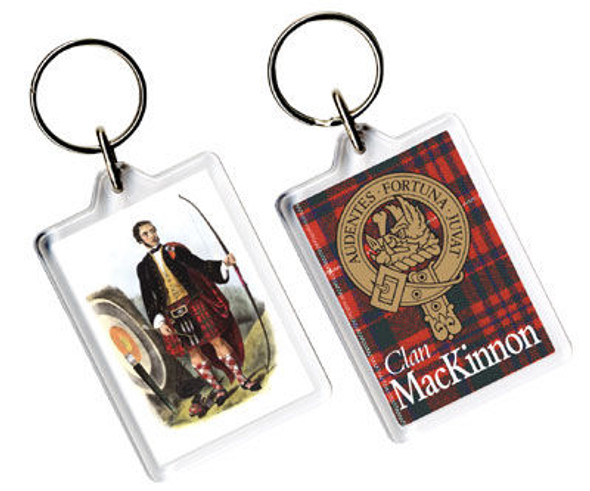 MacKinnon Clan Badge Tartan Family Name Acryllic Key Ring Set of 3