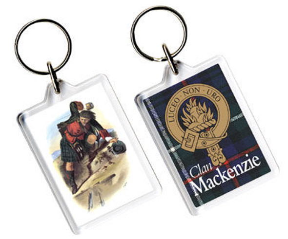 MacKenzie Clan Badge Tartan Family Name Acryllic Key Ring Set of 3