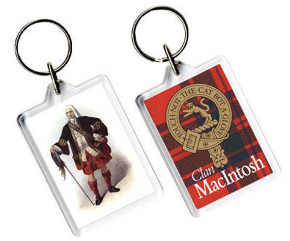 MacIntosh Clan Badge Tartan Family Name Acryllic Key Ring Set of 3